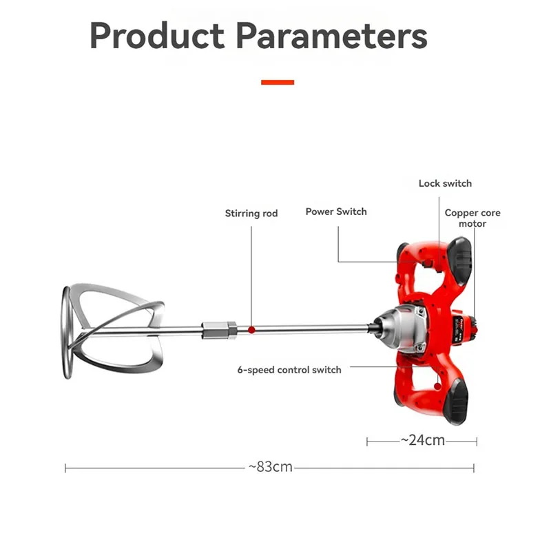 3100W Electric Industrial Mixer High Power Speed Regulating Paint Concrete Hand-held Steering Wheel Mixer