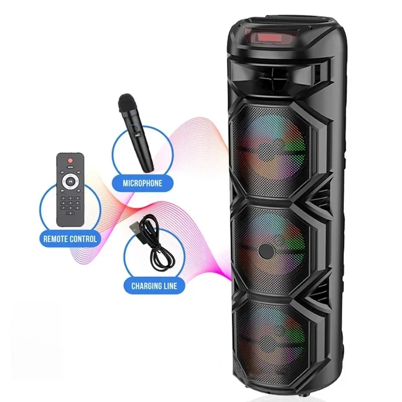 ZQS8301/02 High Power Three 8 Inch 40W Wireless LED Light Party DJ Stage Speakers Multimedia Karaoke Woofer Sound Box Bluetooth