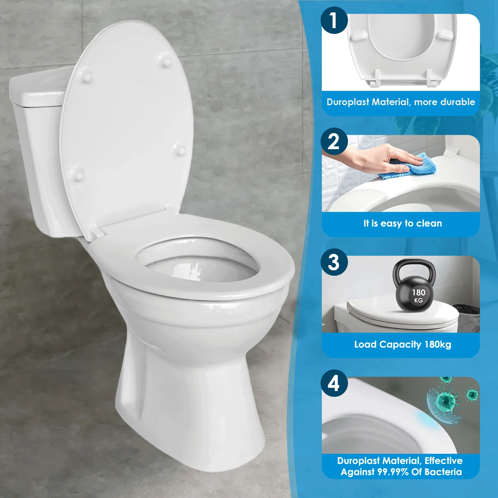 

SAINOS Urea-formaldehyde Toilet seat cover O-shaped design，Sturdy and durable，Easy to install and clean, doesn't turn yellow