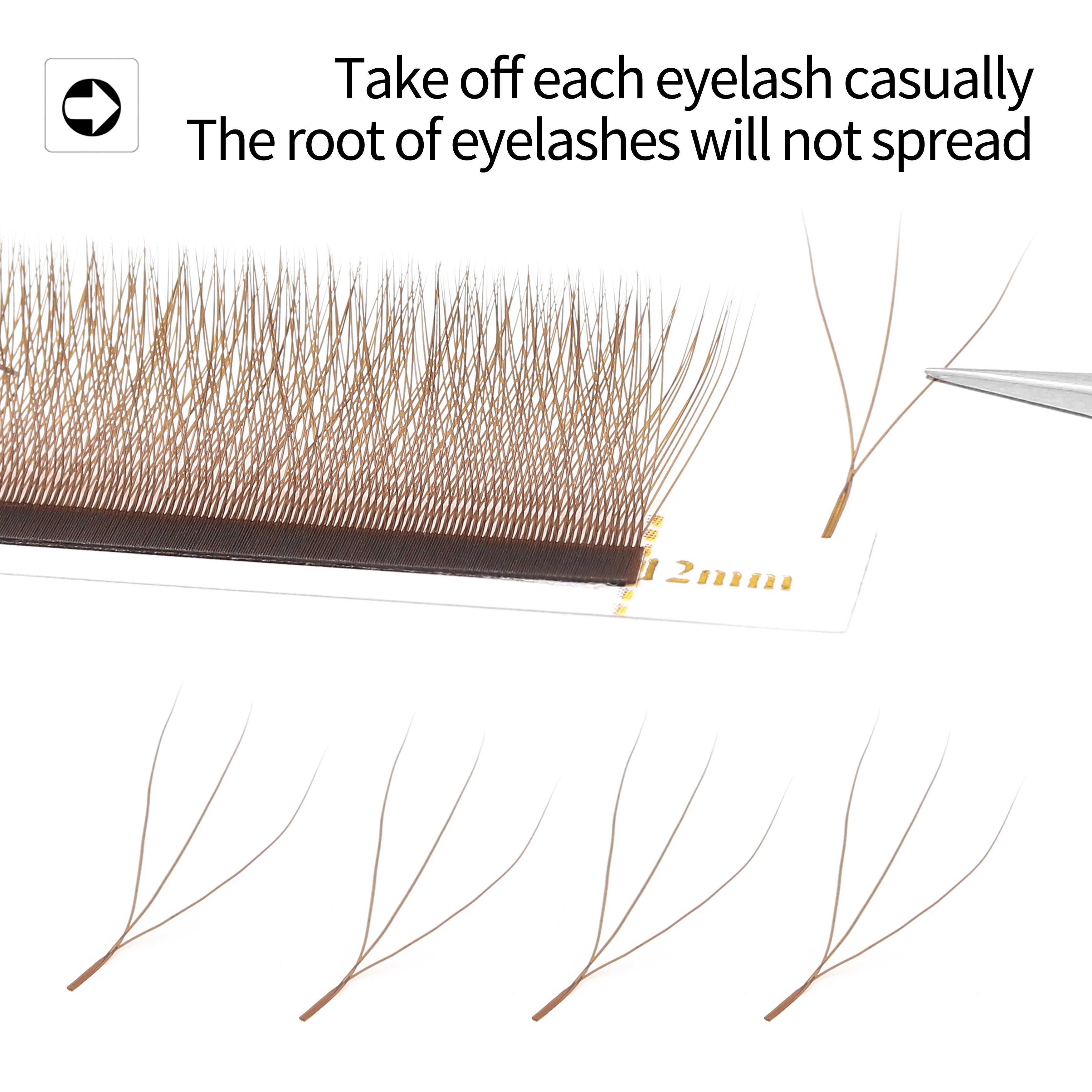 XIUSUZAKI Brown 3D W-Shaped Eyelashes Extensions 3 Tips C/D Curl High Quality Individual Premade Volume Fans False Lashes Shop