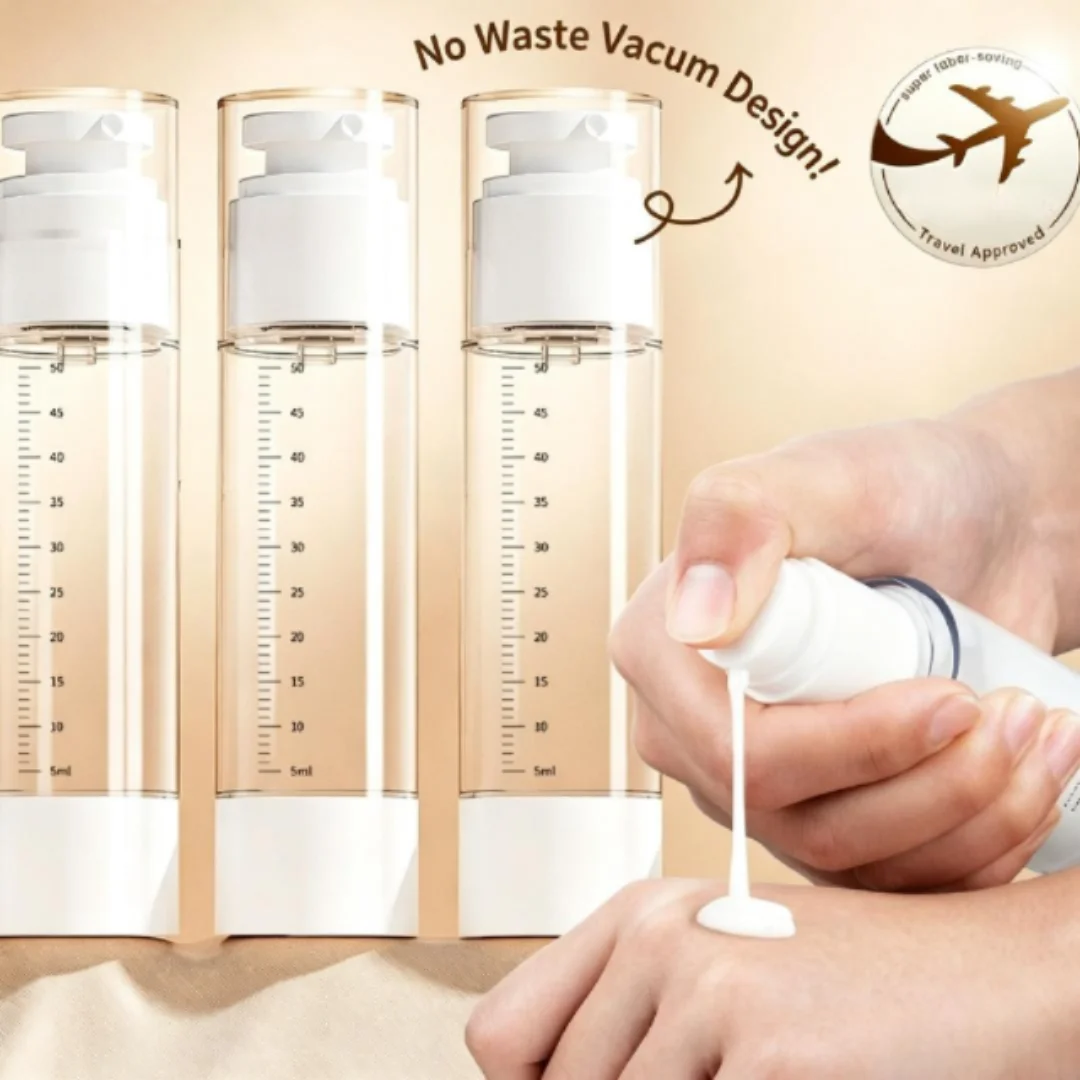 100Pcs 15ml 30ml 50ml Refillable Cosmetic Airless Pump Dispenser Containers with Clear Graduated Empty Travel Bottles