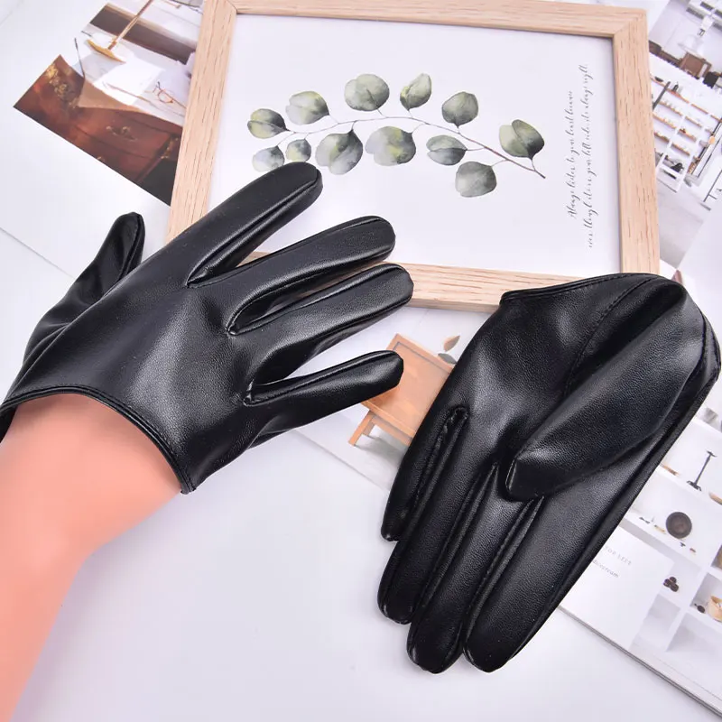 New Design Sexy Leather Gloves for Women Half Palm PU Leather Gloves Party Show