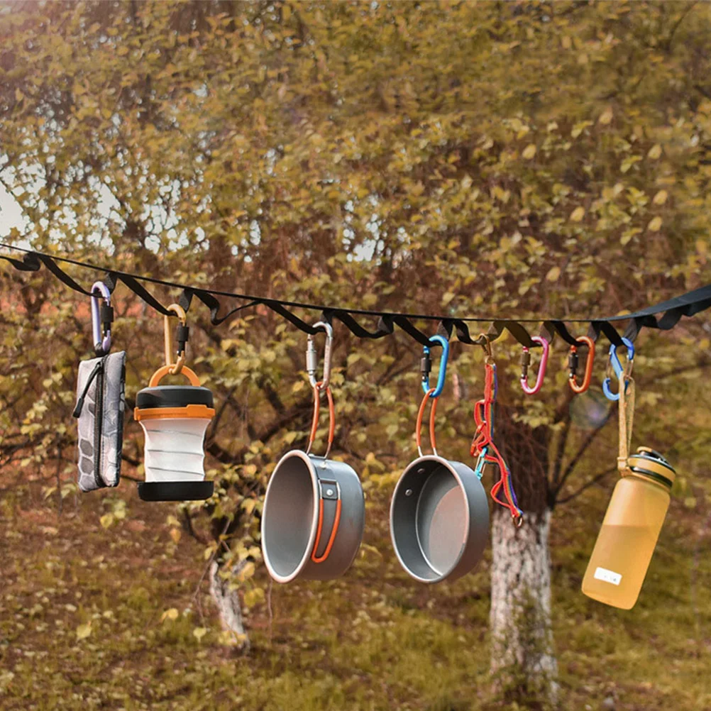 

Tent Clothesline Strap with 19 Hooks Multifunctional Camping Hanging Rope for Tent Storage Clothes Drying Outdoor Accessories