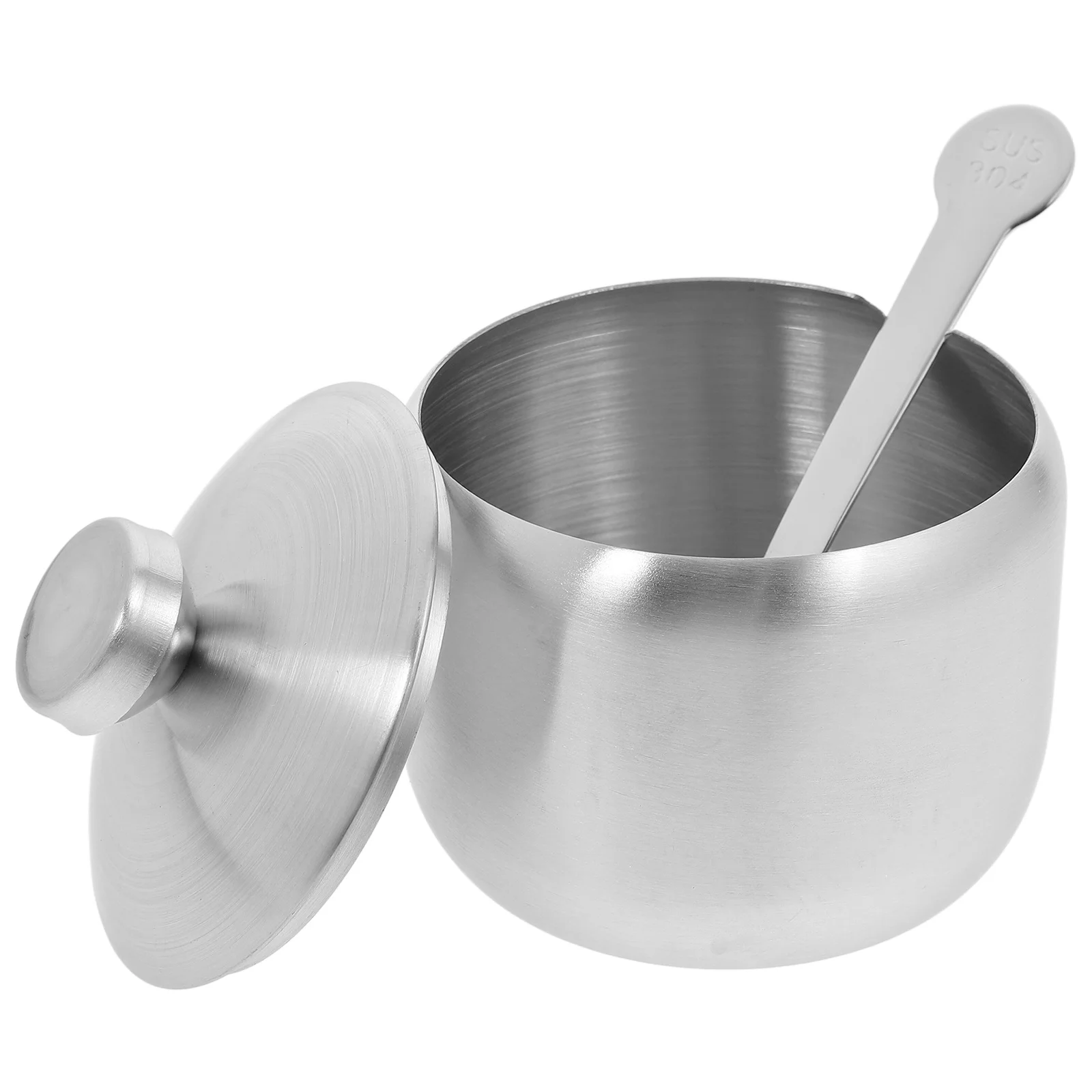 

200Ml Stainless Steel Sugar Jar With Lid Spoon Seasoning Container For Kitchen Coffee Tea Storage Salt Condiment Bowl Modern