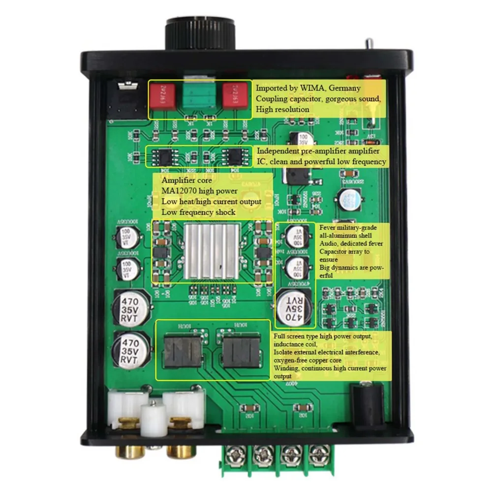 الصوت 80WX2 مكبر كهربائي رقمي تشويه فائقة منخفضة MA12070 عالية الطاقة ستيريو الصوت أمبير حجم صغير 2.0 قناة HiFi