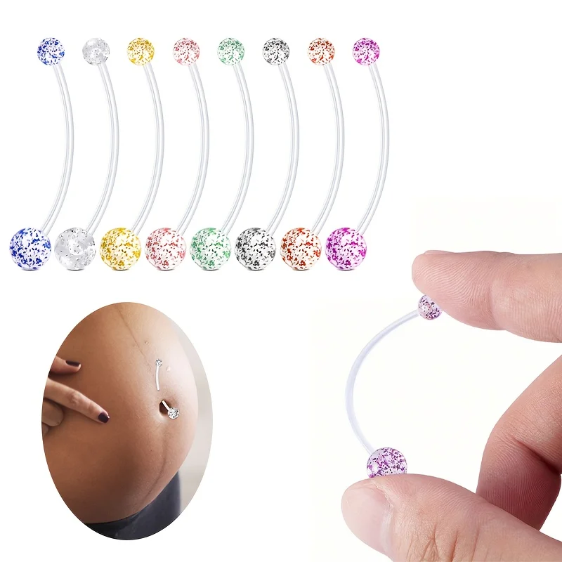 8pcs Soft Plastic Belly Button Set for Pregnant Women -Prevents Piercing Closure, Ideal for Daily Wear, Belly Button Jewelry