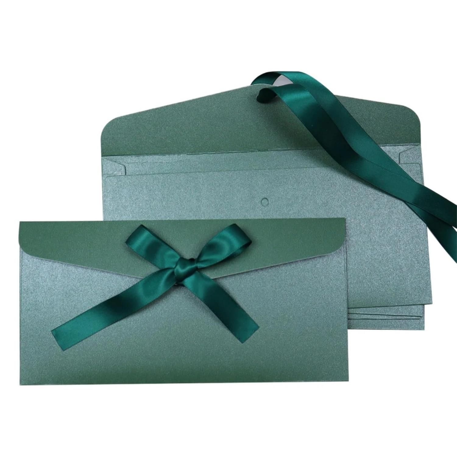 10 sobres de papel Kraft con lazo, sobres gruesos de color verde perlado para invitaciones de bodas, fiestas de cumpleaños y suministros para festivales
