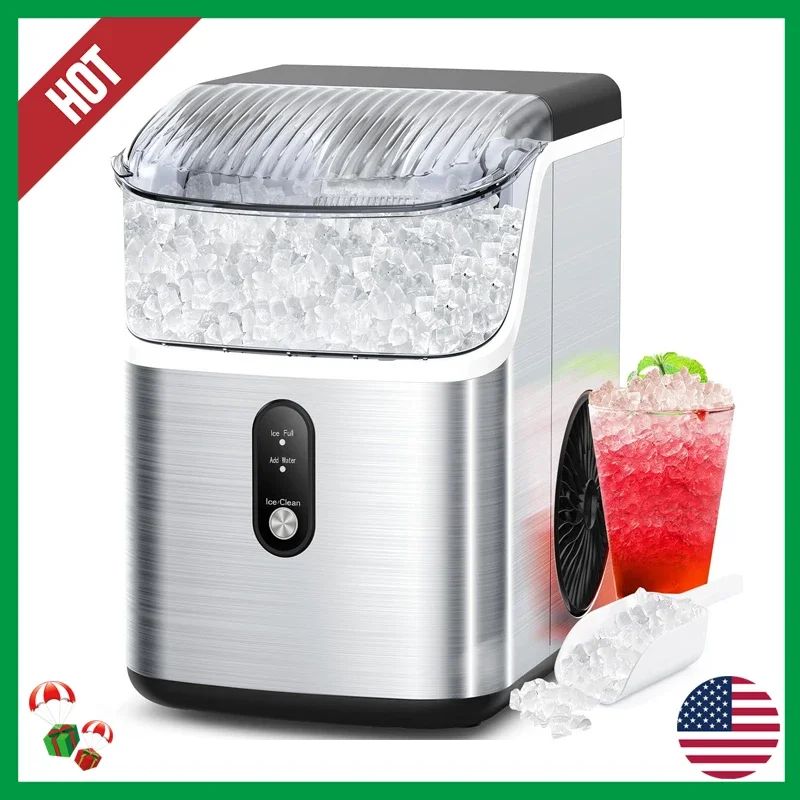 NEW Nugget Ice Makers Countertop, Soft Chewable Crushed Ice Maker Machine, Portable Pebble Ice Maker Countertop, 34Lbs/Day