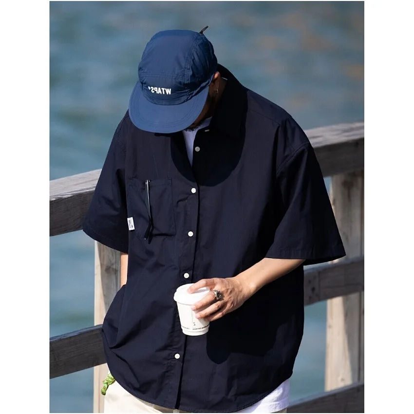 

Новая летняя свободная повседневная мужская рабочая одежда ort Sve irt y Sle, универсальная женская рабочая одежда в стиле ретро, японская