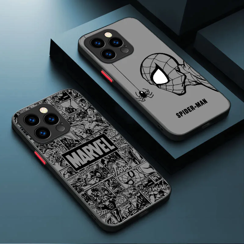 Marvel Spider-Man Line Matte Phone Case for IPhone 17 Air 15 16E 16 Plus 14 13 12 11 Pro Max XR X XS Max SE 2020 Bumper Cover - náhled 2