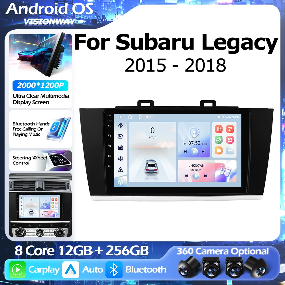 

Android 16 беспроводной CarPlay для Subaru Legacy Outback 2015-2018 мультимедийный плеер с GPS-навигацией и авто WIFI 4G QLED 2000*1200P