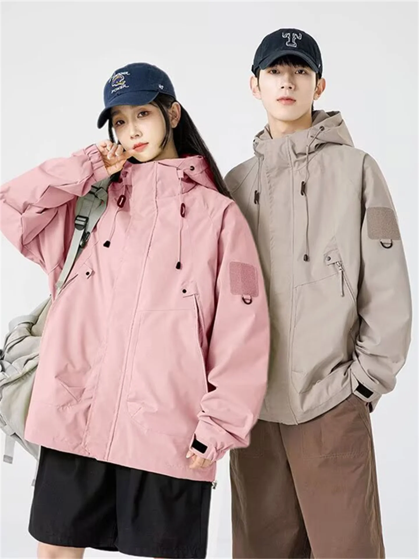 

American Sle Outdoor Climbing Jaet Hooded ex Summer Casual Functional Trendy Brand Youth ular Long Sve Coat