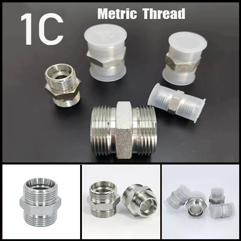 Metric Ferrule Type Hydraulic Transition Fittings M12-M52 Double H Head Reducing Hydraulic Pipe Male Thread Oil Tubing Joints