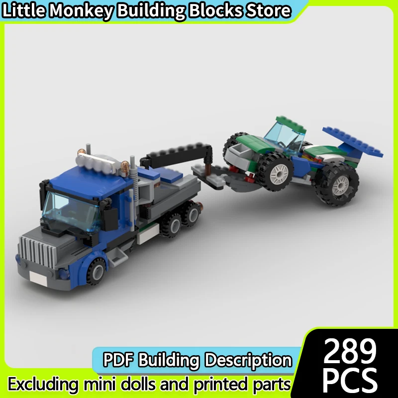 

City Car Model MOC Building Bricks Heavy Truck With Tow Truck Modular Technology Children Holiday Gifts Assemble Toys Suit