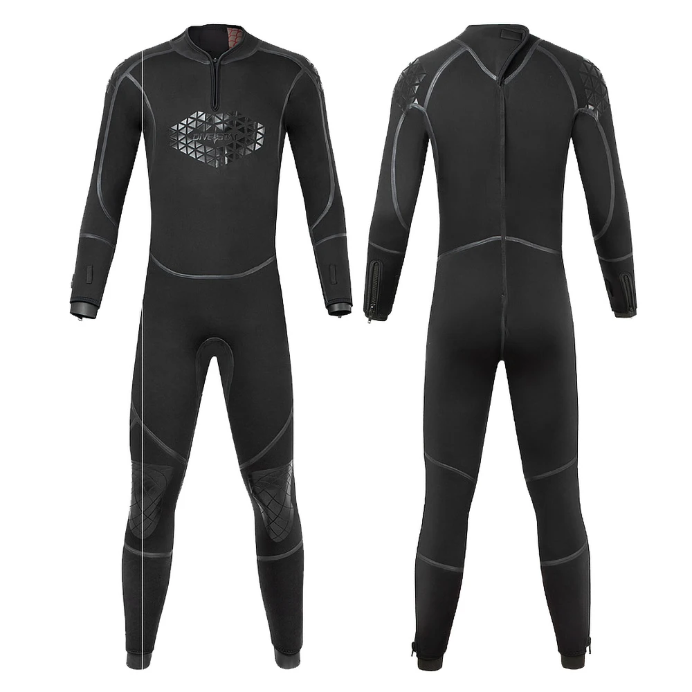 5mm Neoprene Men Diving Suit Coated With Glue, Semi Dry Diving Suits, One Piece Thickened And Warm Wetsuit