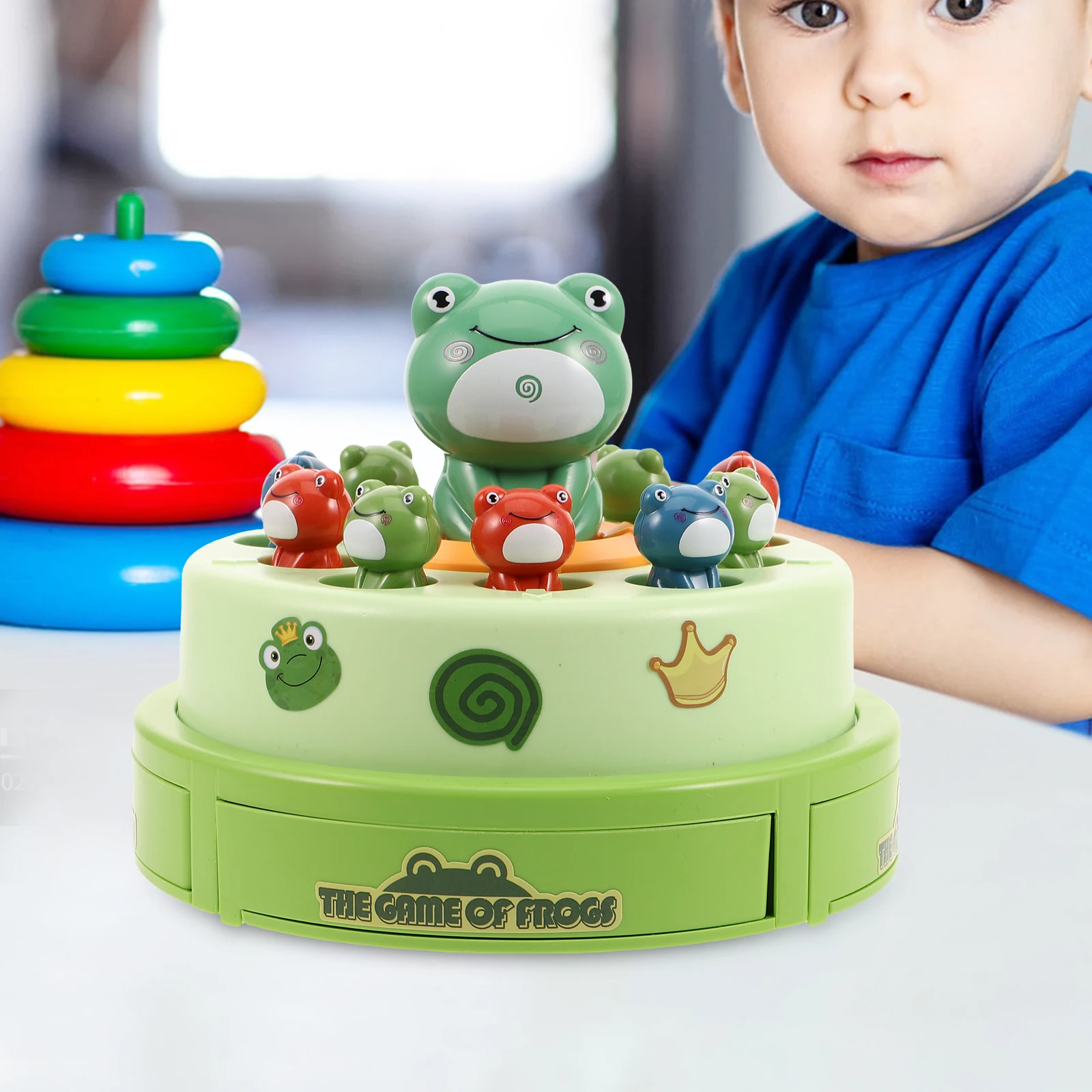 

1Set Frog Bounce Catch Game Musical Rotating Frog Disc Interactive Indoor Family Parent- Desktop Activity