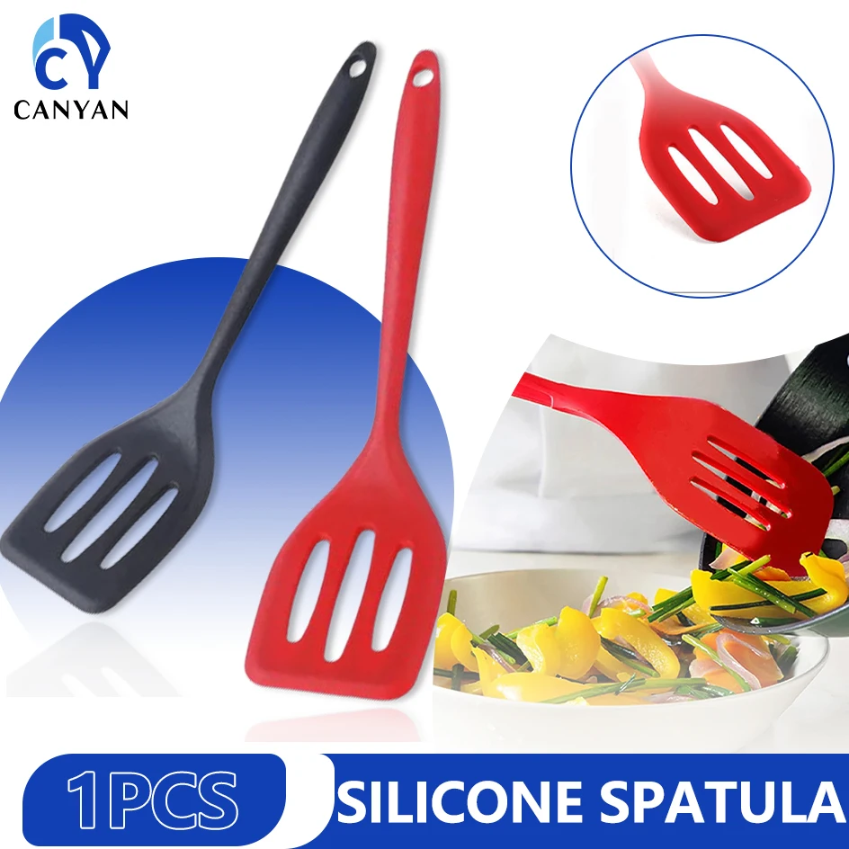 

Kitchen silicone spatula egg fish frying pan spatula steak oil drain spatula kitchen cooking utensils tool accessories