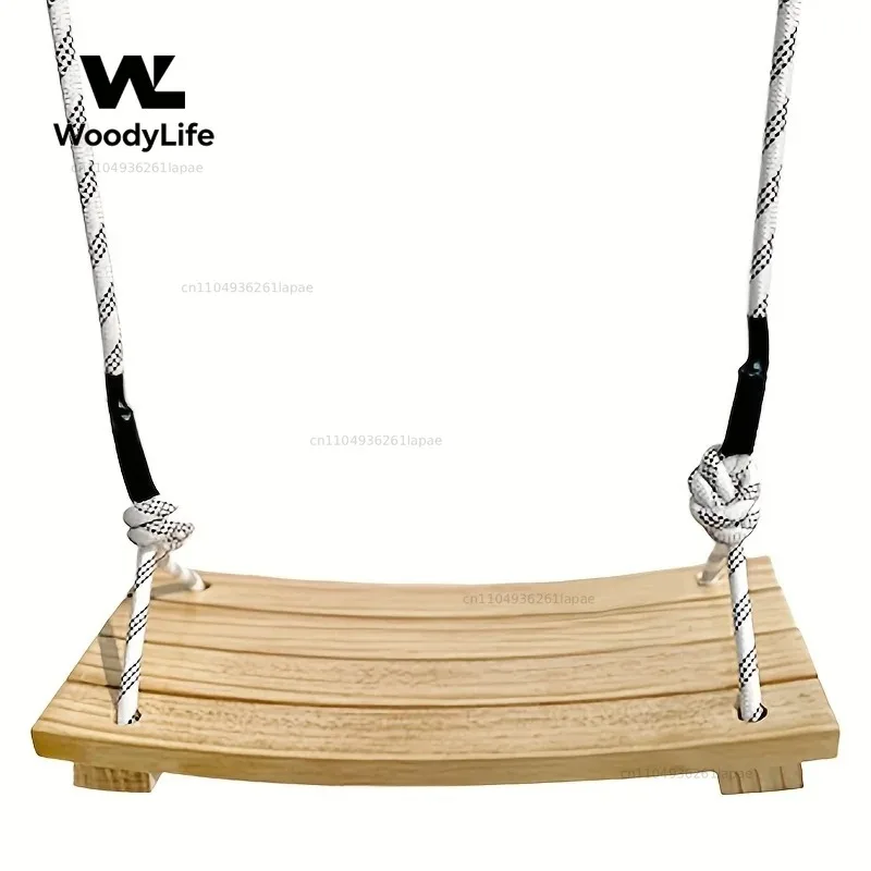 Adult Hanging Swing Chair - Solid Wood Porch Swing for Indoor/Outdoor Use, Garden Tree Hammock with Weather-Resistant Finish