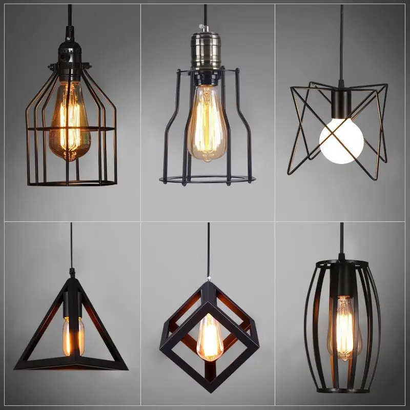 

loft nordic retro pendant lightsr industrial wind restaurant creative personality bar bar iron bird cage art small pendant lamp