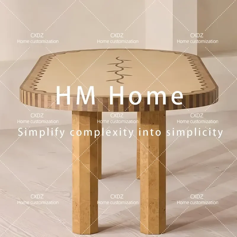 Medieval Light Luxury Oval Solid Wood Dining Table Log Color Wood Grain for Home Living Room High End Aesthetic Furniture