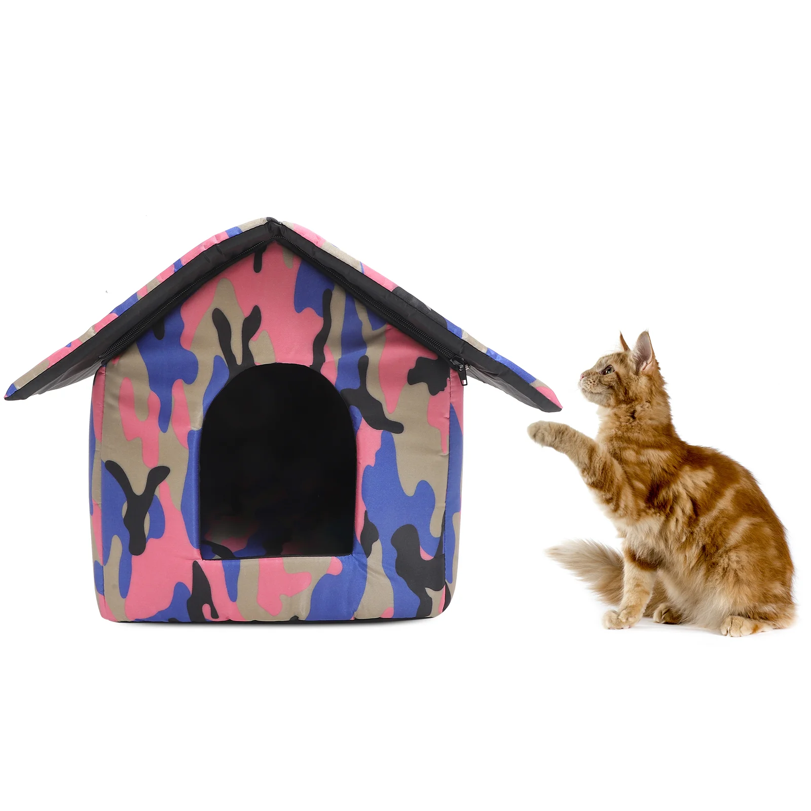 

Heated Dogs Houses Outdoor Cat Shelter Cats Bed Weatherproof Cloth Decorative Kitten