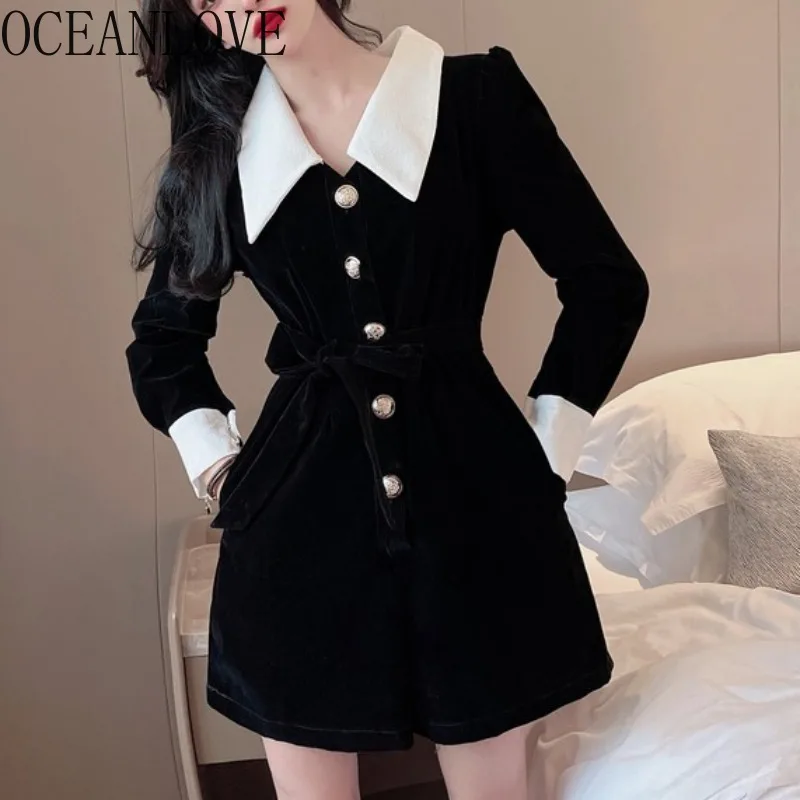 OCEANLOVE Autumn Winter Bodysuits for Women Single Breasted Solid Vintage Sweet Combinaison Femme Sweet Elegant Ropa De Mujer