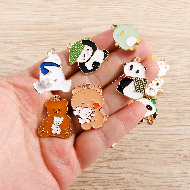 Tusember 10 Stück Tier-Anhänger, niedlicher Emaille-Frosch, Ente, Elefant, Pinguin, Charms für Schmuckherstellung, Ohrringe, Halskette, Zubehör – Detail 4