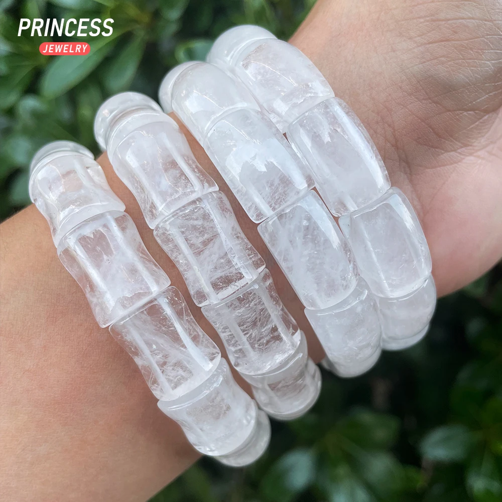 Clearance Natural Angela White Quartz Crystal Bangle Beads for Jewelry Making Wholesale Beads DIY Accessories