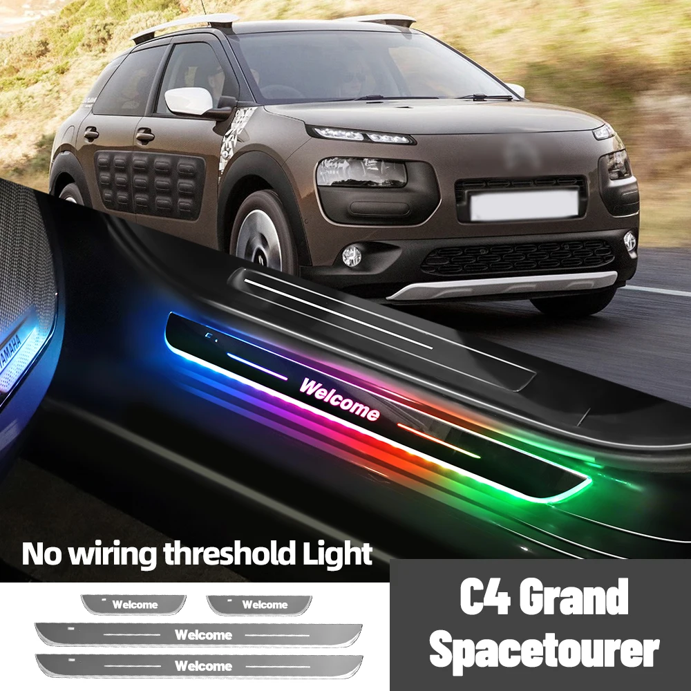 

For Citroen C4 Grand Spacetourer 2018-2023 2022 Car Door Sill Light Customized Logo LED Welcome Threshold Pedal Lamp Accessories