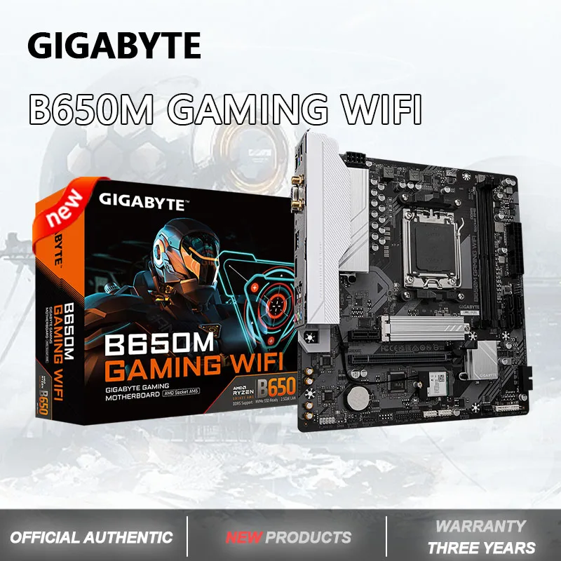 GIGABYTE New B650M GAMING WIFI Motherboard 2.5G AM5 PC Gamer Micro-ATX AMD B650 DDR5 6400 MHz M.2 USB3.2 96GB Socket AM5