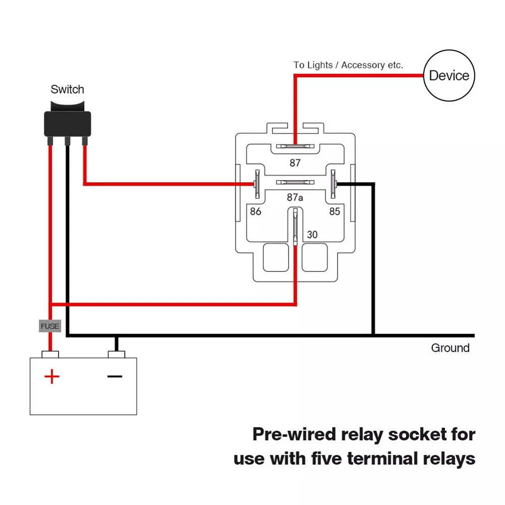 6 Pack 30A Fuse Relay Switch Harness Set 12V DC 5-Pin SPST Automotive Relays Electrical Equipment  DC 12V