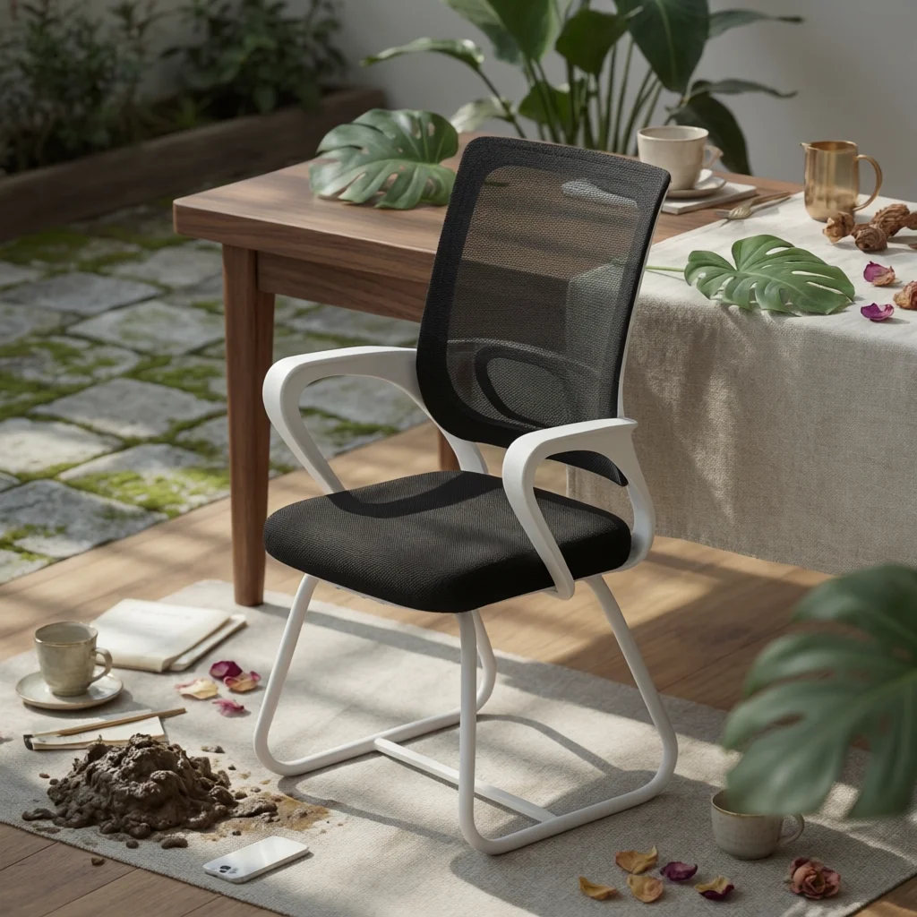 Cadeira Ergonômica com Suporte para Coluna, Ajustável em Altura, Cadeira de Malha com Rodas, Rotação 360 Graus, Assento Acolchoado Macio