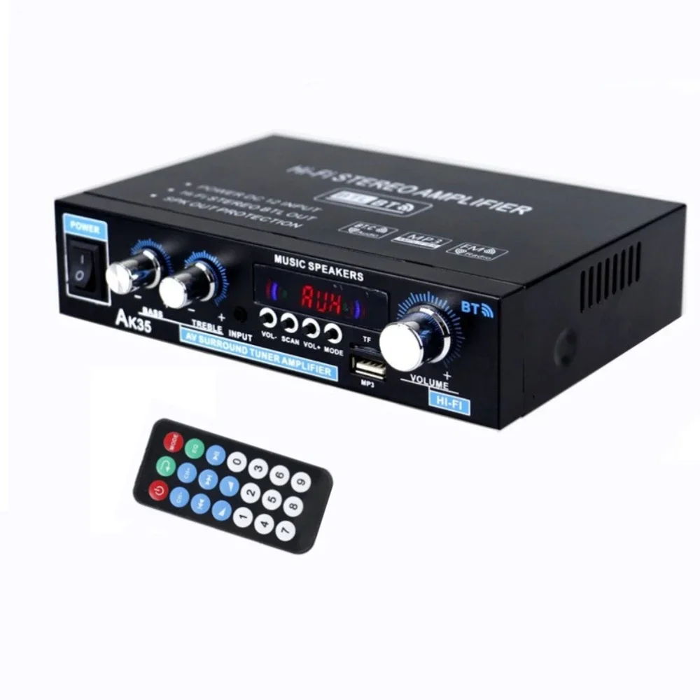 

AK35 800W Home Power Amplifier 2-Channel Bluetooth 5.0 Surround Sound FM USB Remote Control Mini HIFI Digital Amplifier Stereo