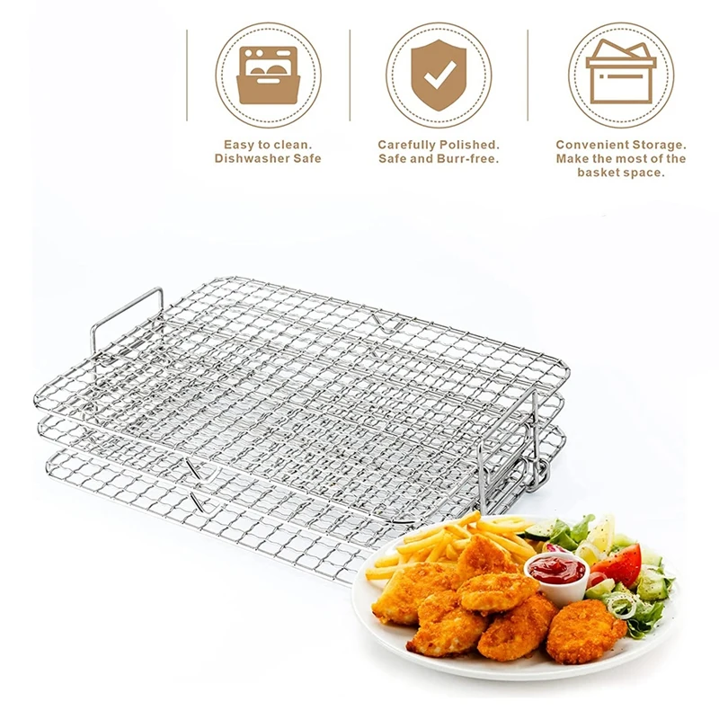 Air Fryer Rack For Ninja Foodi Grill XL Air Fryer, Multi-Layer Dehydrator Rack Toast Rack Air Fryer Accessories