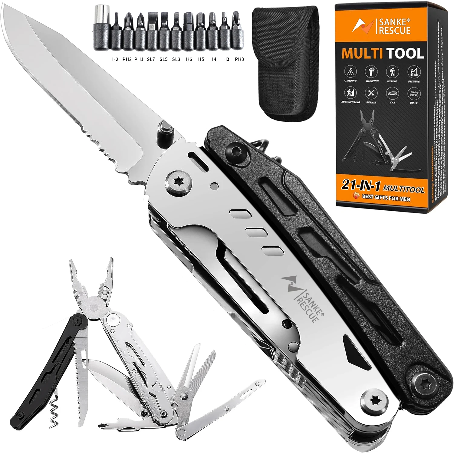 Stainless Steel Folding Pliers Functional Plier Hand Tools Plier Screwdriver Camping Gears Kit Outdoor Pocket Knife Multi-Tool