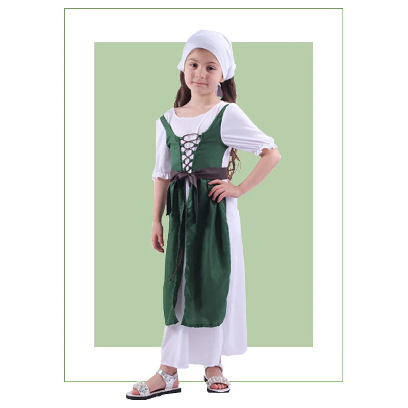 NEW Cute Northern Ireland National Folk Child Saint Patrick's Day Cosplay Costumes For Girls Halloween Party Stage Dress