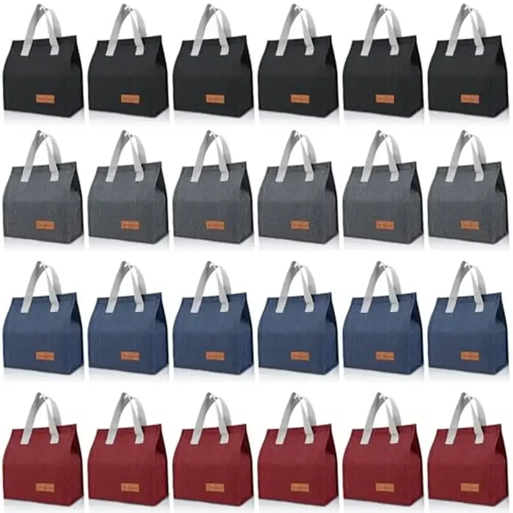 

Insulated Reusable Lunch Bags 24 Pack Large Tote Box Men Women Office Beach Waterproof Oxford Fabric High-density Aluminum