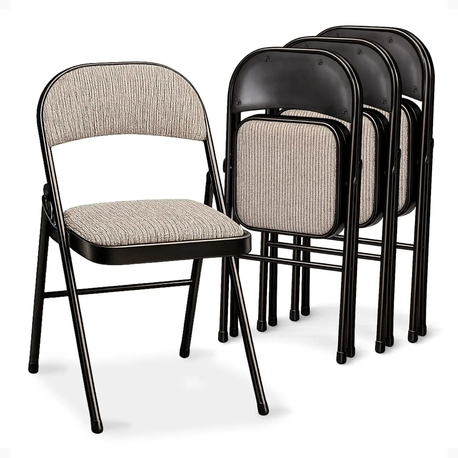 

Padded Folding Chair 4 Pack Cushioned Motif Fabric Foldable Seat Home Office Event Use, Customized