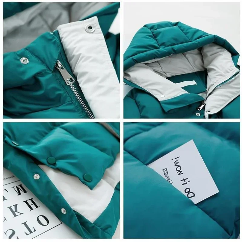 Cotton Coat Women 2023 New Winter Down Cotton Jacket Medium Long Thick Overcoat Loose Parka Solid Color Bread Suit Hooded Outer