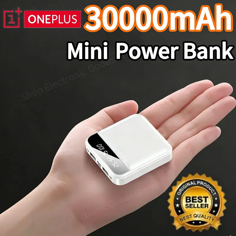 OnePlus Mini Power Bank 300000mAh Large Capacity Mirror Screen LED Digital Powerbank Charger External Battery for iPhone Samsung