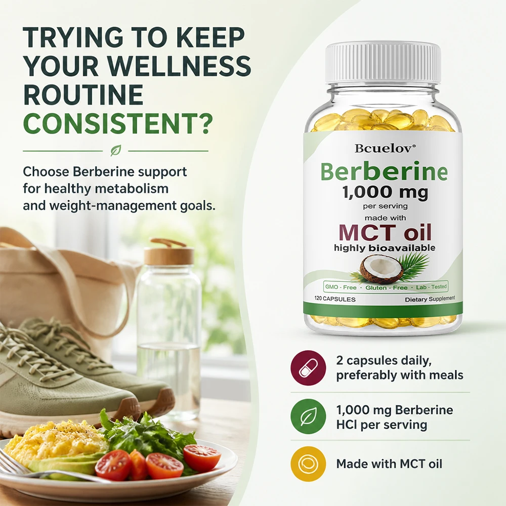 Berberine 1000mg with MCT Oil, - Berberine Hcl Capsule recension och pris