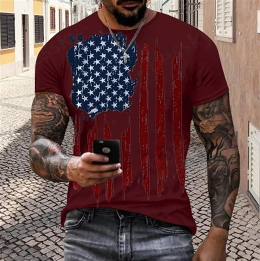 

Men's casual, fashionable, loose and trendy 3D printed T-shirt