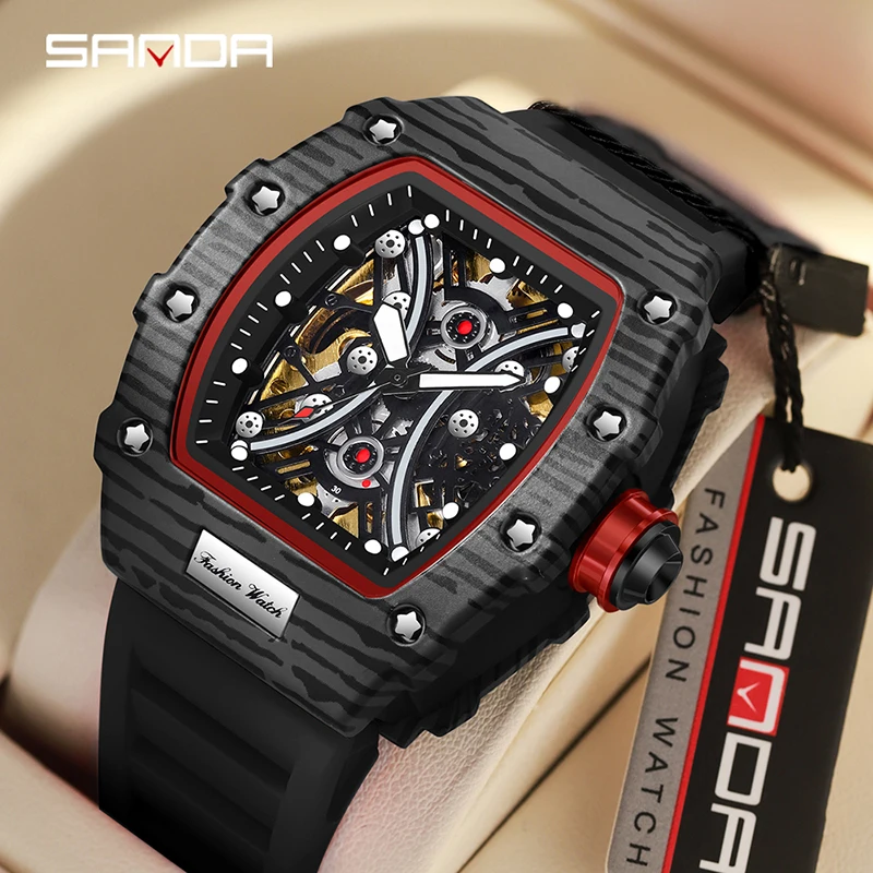 

SANDA Luxury Personalized Men Watch Fashion Hollow Automatic Mechanical Watch For Men Clock 30M Waterproof Luminous Reloj Hombre