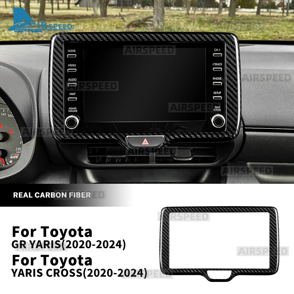 

Настоящая твердая сухая крышка из углеродного волокна для Toyota Yaris Cross/Yaris GR 2021 2022 2023 2024, рамка центрального экрана с левым рулем и RHD