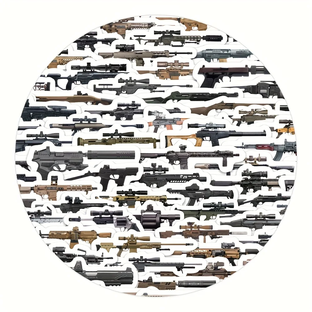 100 Stück Waffen- und Gewehr-Aufkleber aus verschiedenen Ländern – Gewehre, Scharfschützengewehre, AWM, AK47, M4 Schusswaffen Referenzbild c – Detail 2