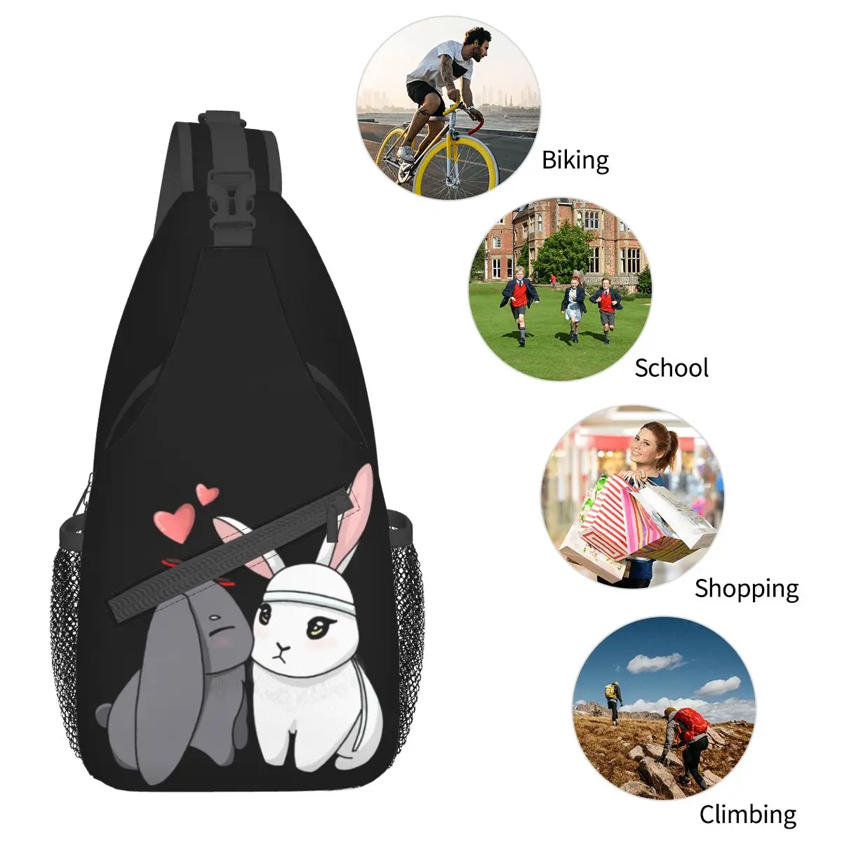 Tas Selempang Selempang Anime Yang Tidak Dijinakkan Tas Dada Kecil Ransel Bahu Kelinci Lucu untuk Hiking Tas Olahraga Travel