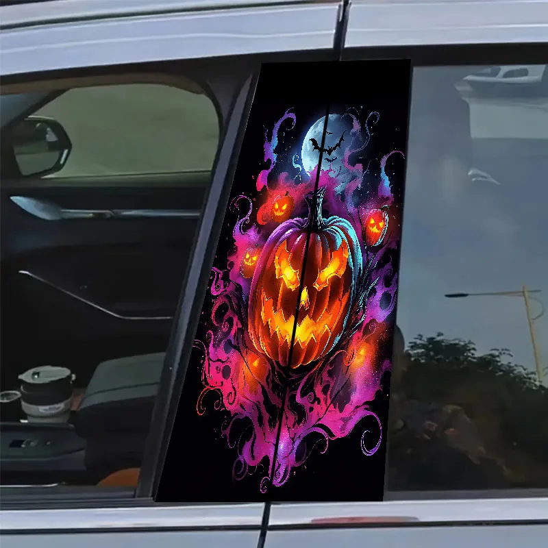 

2PCS Ghost Skull Car Sticker Center Column Sticker Easy to Stick and Tear Smooth Surface B-Column Protective Sticker