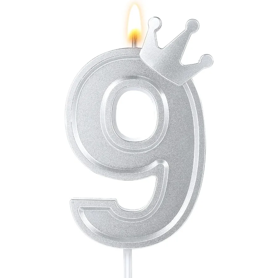 3ih تاج رقم شمعة ثلاثية الأبعاد رقم عيد ميلاد شمعة كعكة توبر مع تاج كعكة الأرقام الشموع عدد الشموع لعيد ميلاد الذكرى
