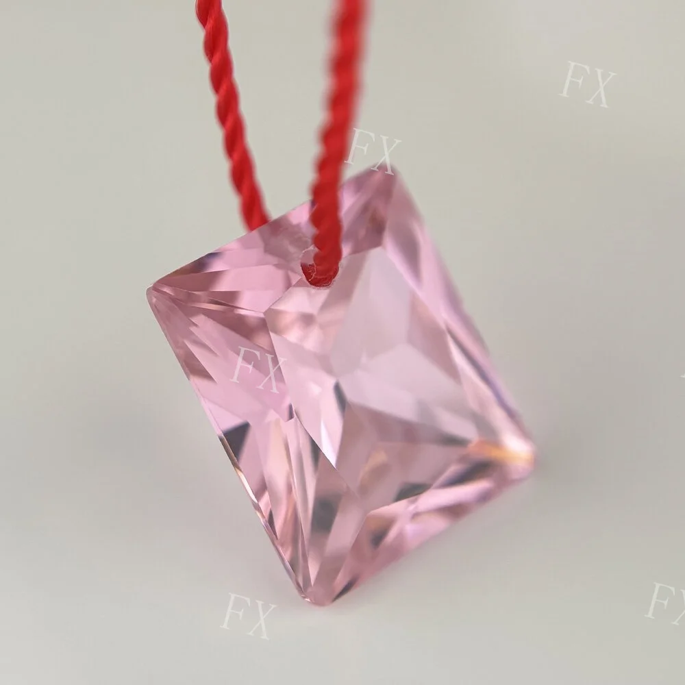 One Hole Rectangle Shape Pink Cubic Zirconia Stone Loose 4X6~10x14mm For Jewerly Ring Making High Quality