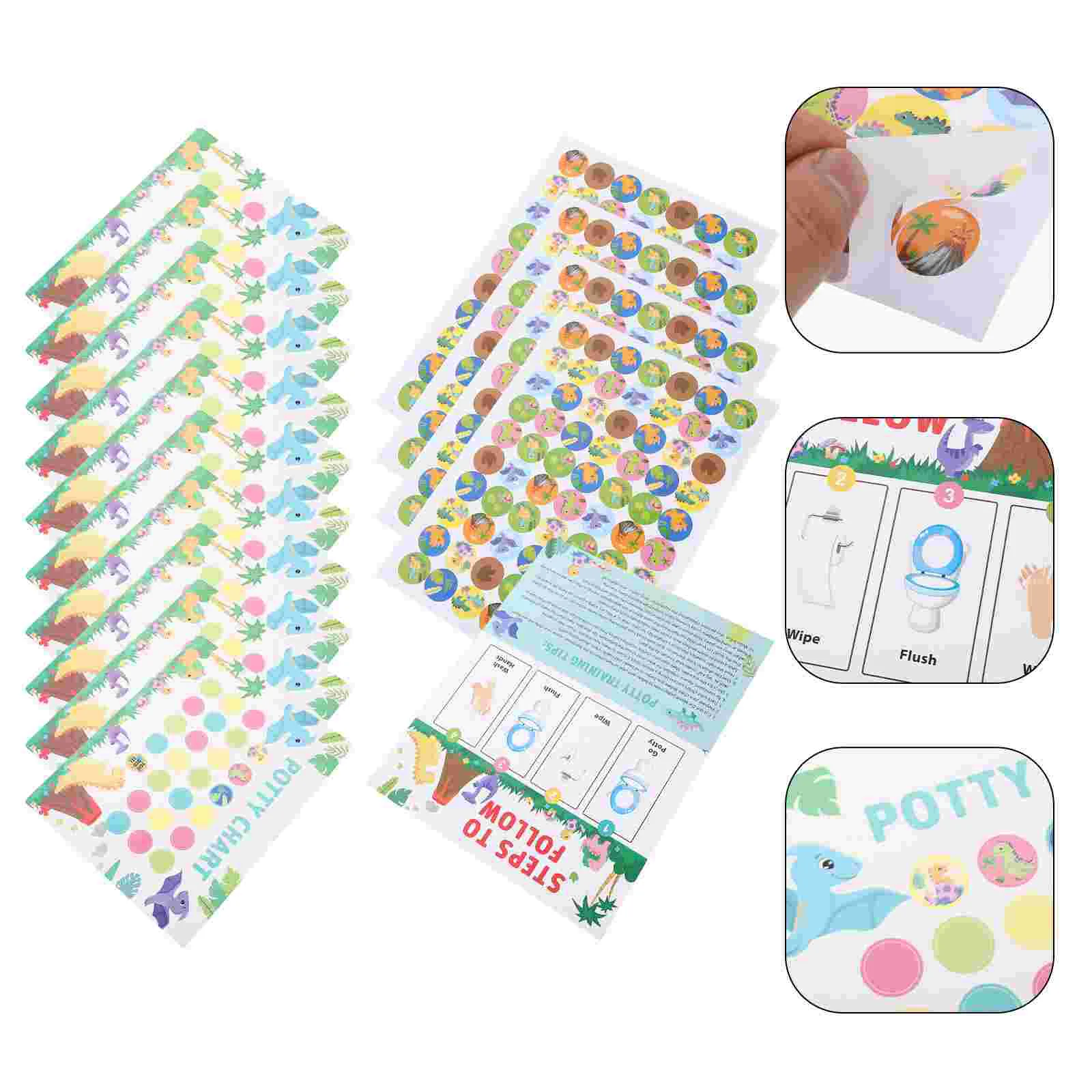 

Potty Training Stickers for Kids Dinosaur Tool Reward Reusable Targets Rewards Toddlers Boys Award Table Child